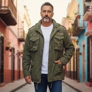 Brandit M65 Giant Vintage Clothing Washed Garment Field Jacket Olive Green Men M